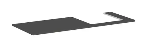 Hansgrohe Konsole in Diamantgrau mit Ausschnitt auf der rechten Seite, geeignet für einen Aufsatzwaschtisch. Flache, rechteckige Form ohne sichtbare Befestigungen.